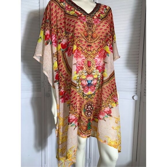 Sigris Semi Sheer Kaftan Swim Cover Free Size - Picture 7 of 12